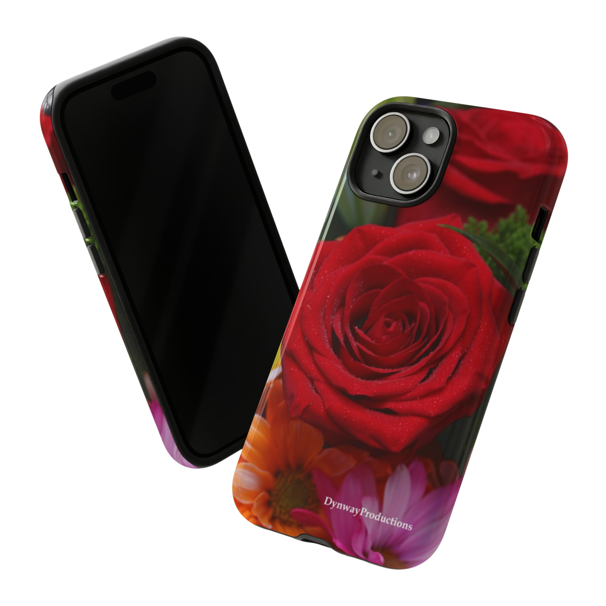 Personalized Apple iPhone, Samsung Galaxy, and Google Pixel premium-quality Tough Phone Case. Protective and Durable. Rose dominant Flowers