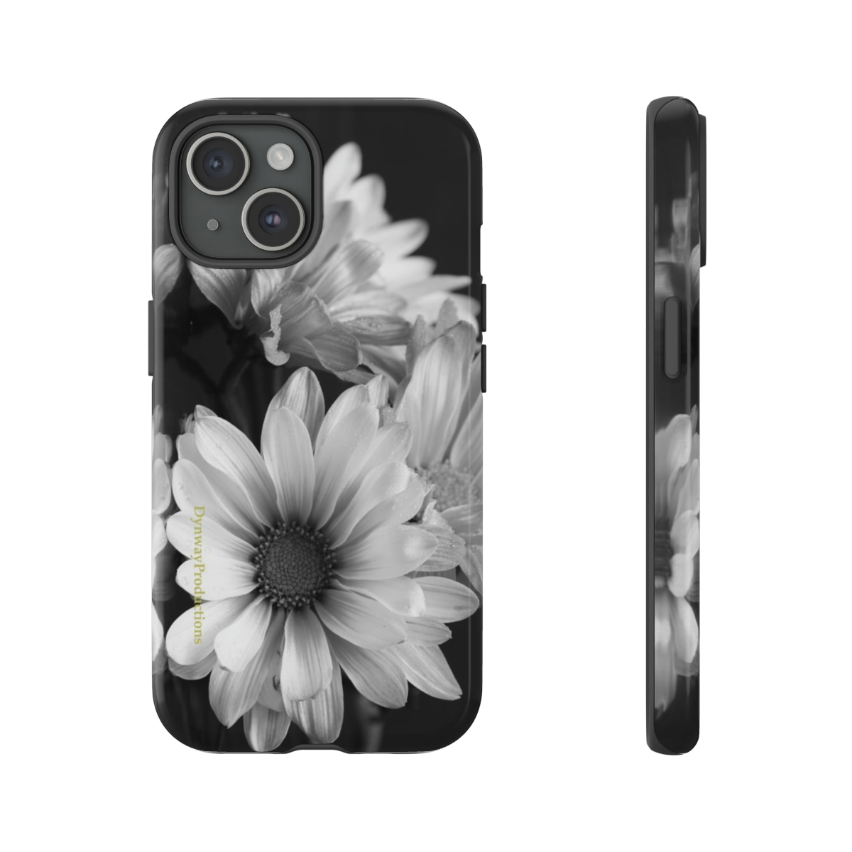 Personalized Apple iPhone, Samsung Galaxy, and Google Pixel premium-quality Tough Phone Case | Protective and Durable | Black & White Flower